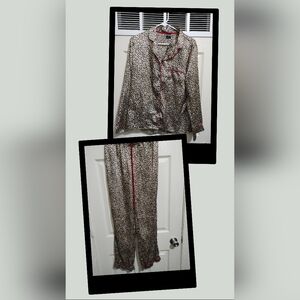 Apt. 9 Leopard Print 2 Piece Pajama Set with Red Trim